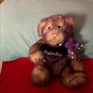 Charming Purple and Brown Stuffed Bear with Heart
